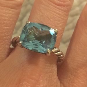 David Yurman Blue Topaz Cable Classics Ring